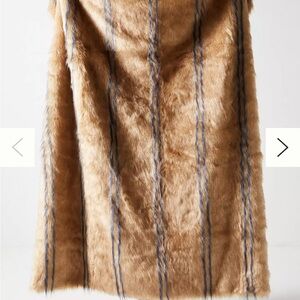 Anthropologie Tan and Brown Faux Fur Throw